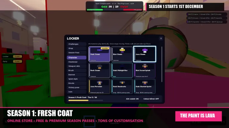 The Locker menu showing outfits, headwear and emotes to equip